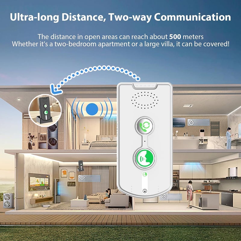 Swokely Rechargeable Wireless Intercom Unit, 2-Way Talking, 500 Meter Talking Distance, Power Saving, IP54 Water Resistance Rating, 2 Pcs, Suitable for Home, Office (White) - Image 5